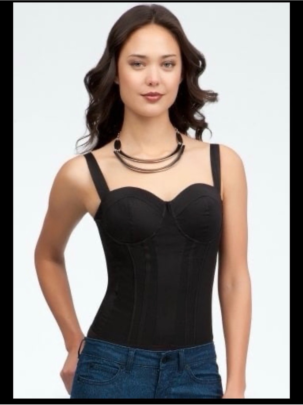bebe Black Structured Bustier Camisole with Wide Straps